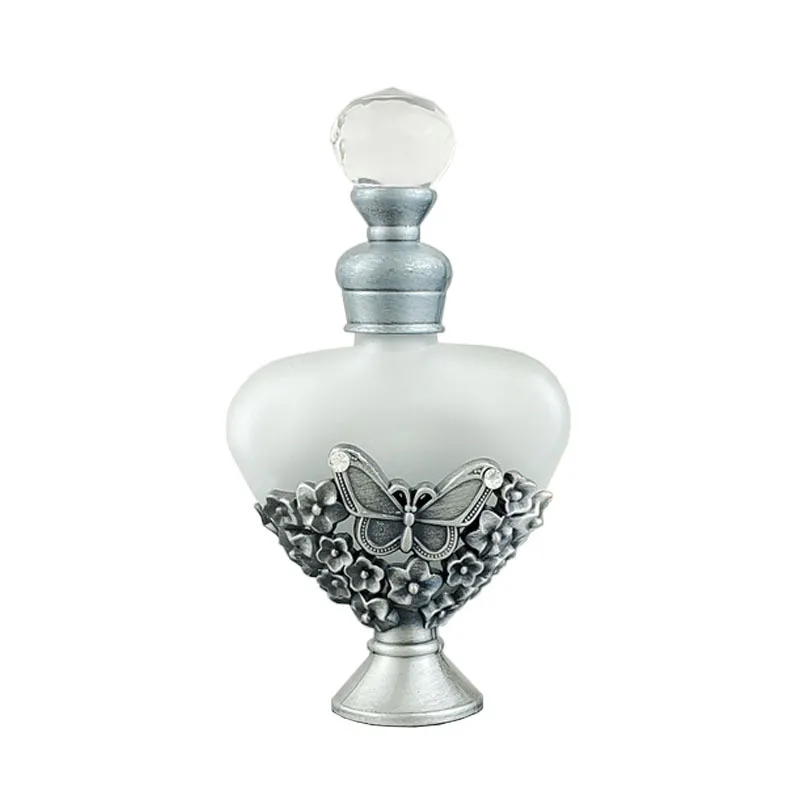 10ml Middle Essential Oil Glass Bottle Antique Bronze Metal Butterfly Diamond Decoration Heart-Shaped Packaging Storage Bottle