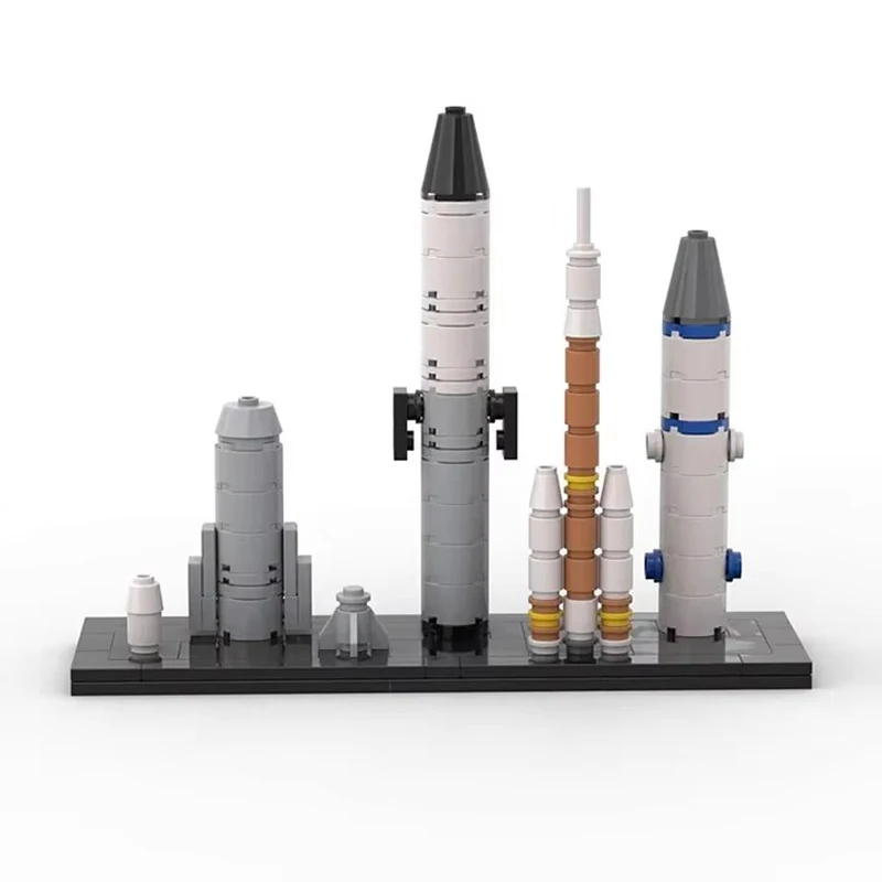 MOC Creative Design Mini Space Rocket Launch Scene Building Blocks DIY Children's Puzzle Assembly Toys Birthday Gift Ornament
