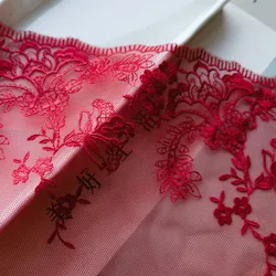 16Yards Red Pink Embroidery Lace Trim Skirt Hem Underwear Sewing Craft DIY Apparel Floral Fabric Lace Lingerie