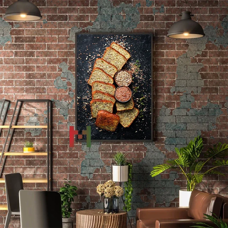 Food Kitchen Blackboard Bread Dessert Poster Canvas Prints Baking Bread-House Coffee Bar Wall Art Decor Dharma Stick Decoration