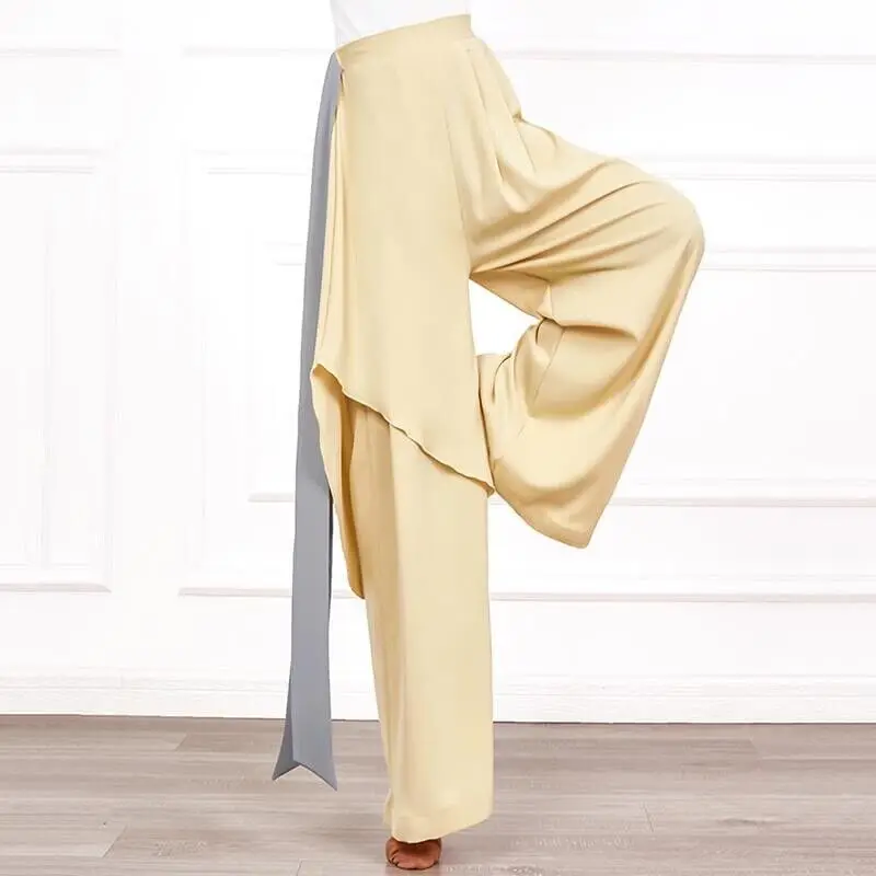 

Women Elegant Wide Leg Dance Pants Vintage Chiffon Dance Trousers Practice Jazz Performance Pants Loose Trouser Dance Costume