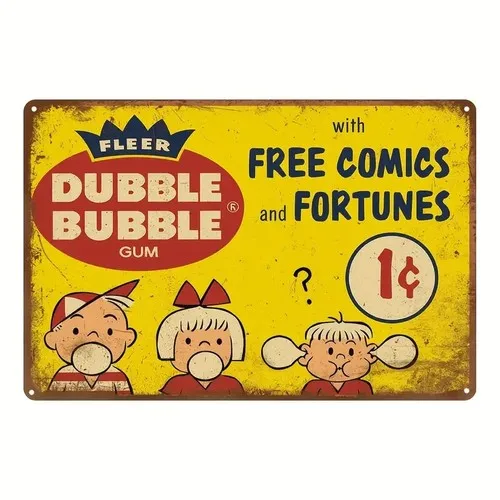 Fleer Dubble Bubble Gum Novelty Metal Sign  Wall Art