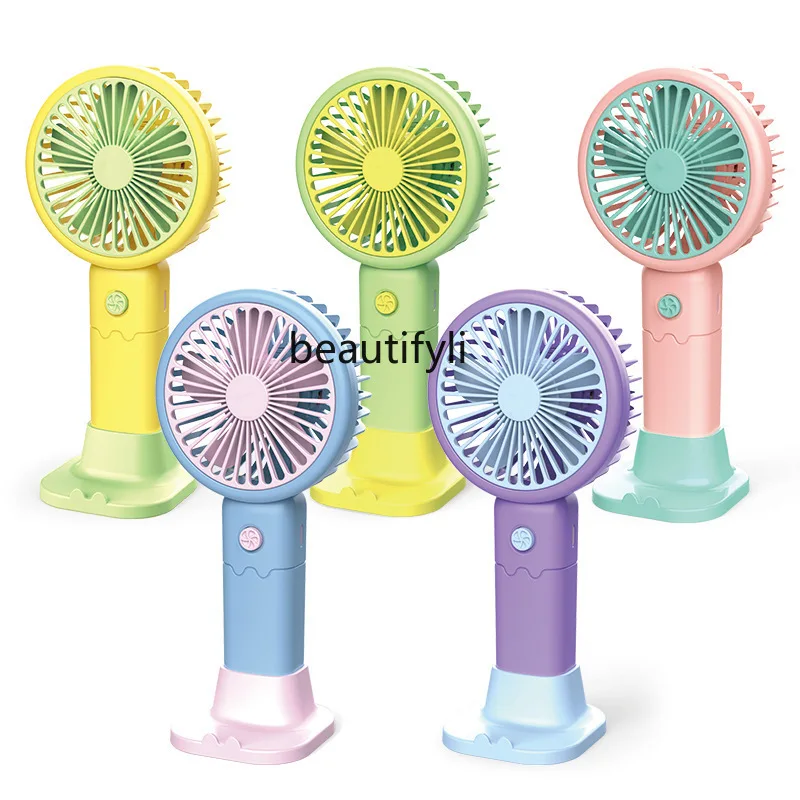 

Handheld fan third gear with bracket, charging portable cartoon desktop mini fan