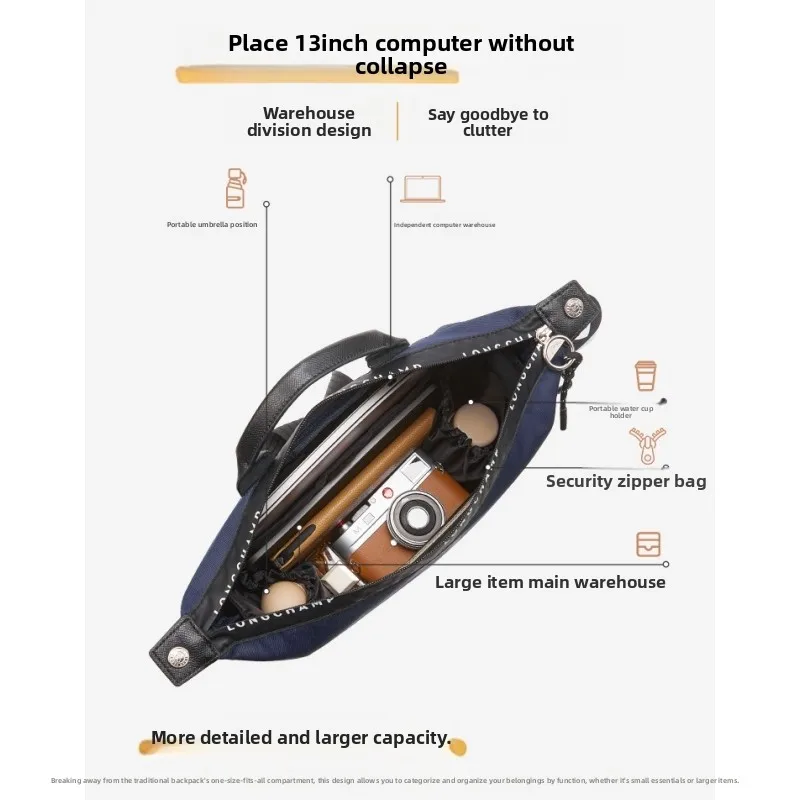 Bag Organizer Insert Fit Longchamp Energy Backpack Nylon Laptop Bag Shaper Support Inner Storage Liner Handbag Divider Protector view 3