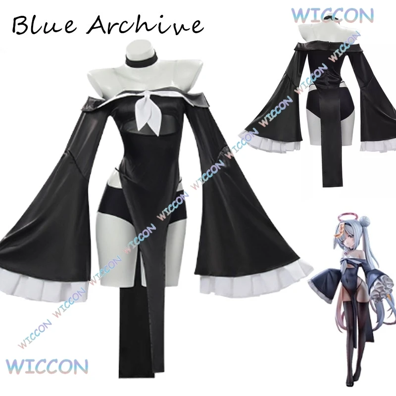 

[Wonka Cos]Game Blue Archive Cosplay Plana Halloween Zombie Cosplay Black Sexy Dress Suit Women Party Carnival Roleplay Clothes