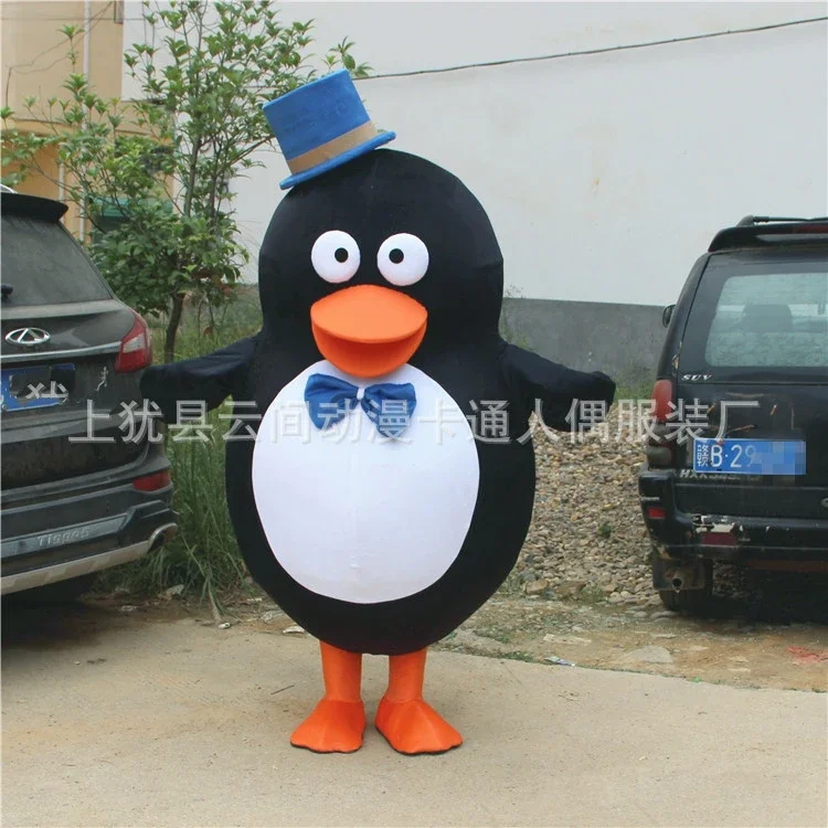 Christmas Penguin Mascot Costume Halloween Cosplay Fancy Outfit Animal Penguin With Hat Cartoon Mascot Costumes Adult Size