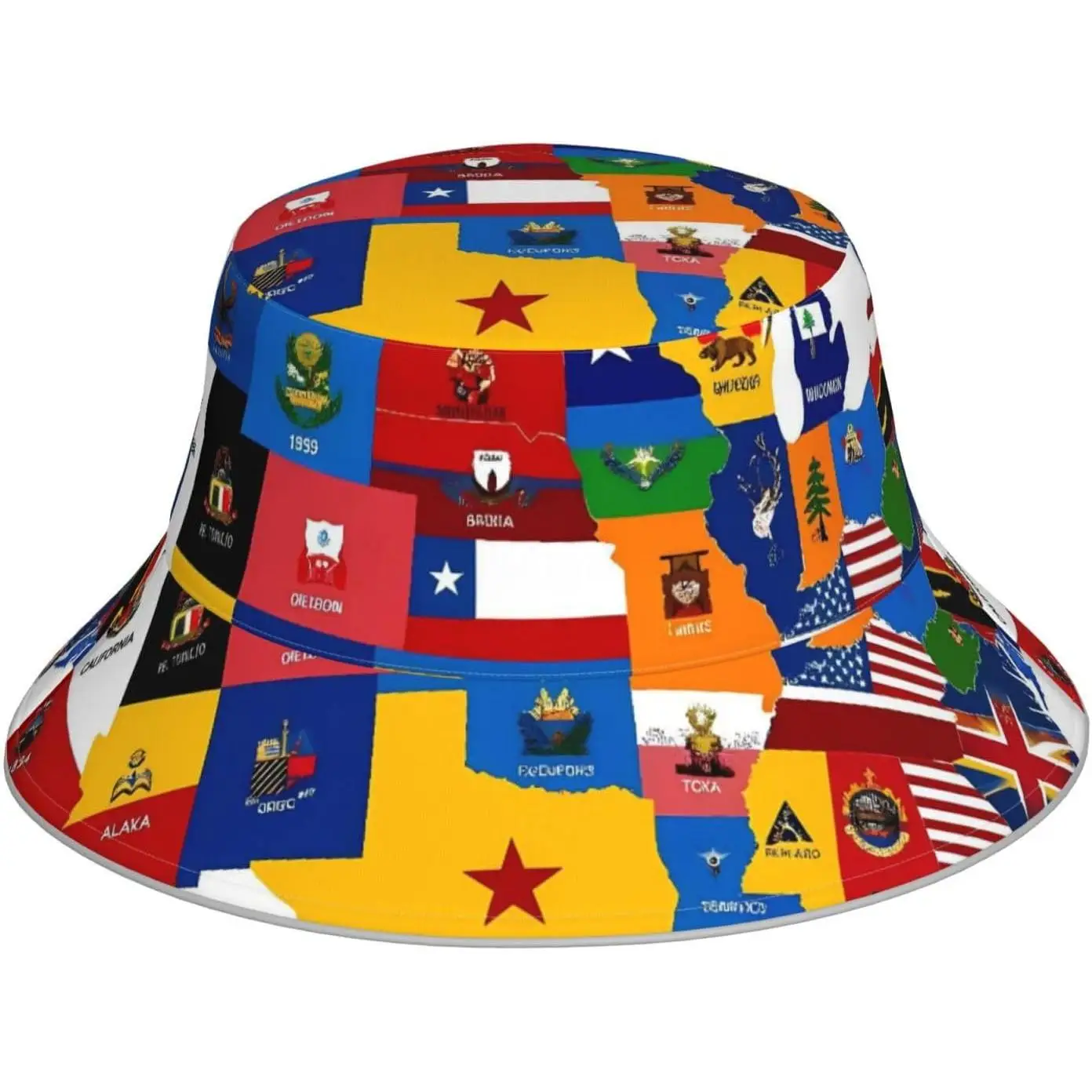 The Map of United States Print Bucket Hat Multicolored Fisherman Cap Packable Sun Hat for Men and Women