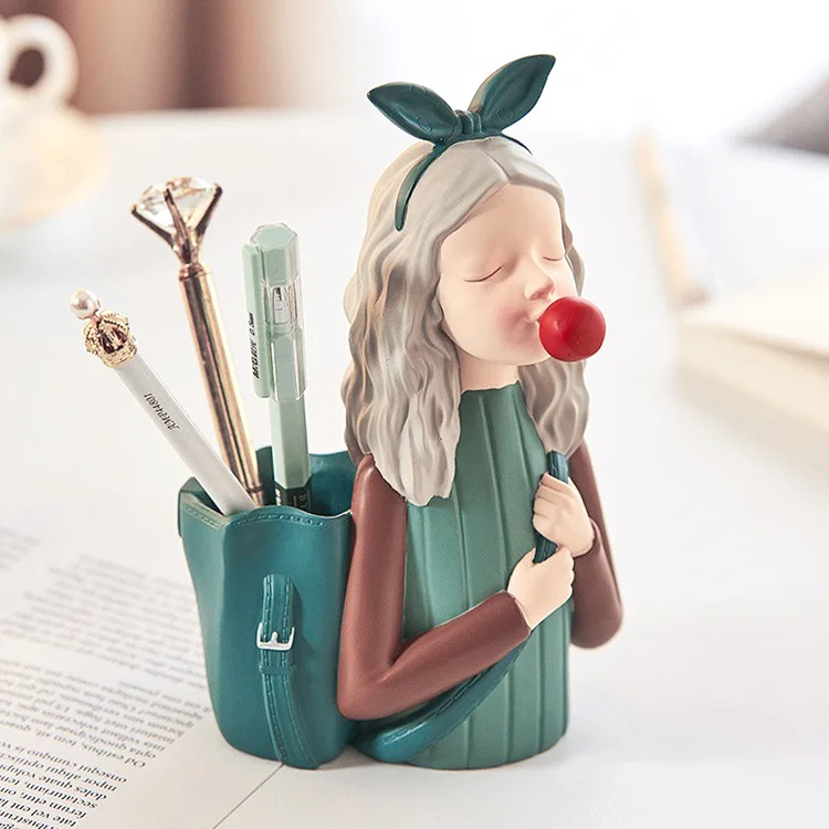nordic-bubble-girl-pen-holder-craftwork-decoration-resin-teacher's-day-gift-desktop-organizer-prolific-creative-gifts