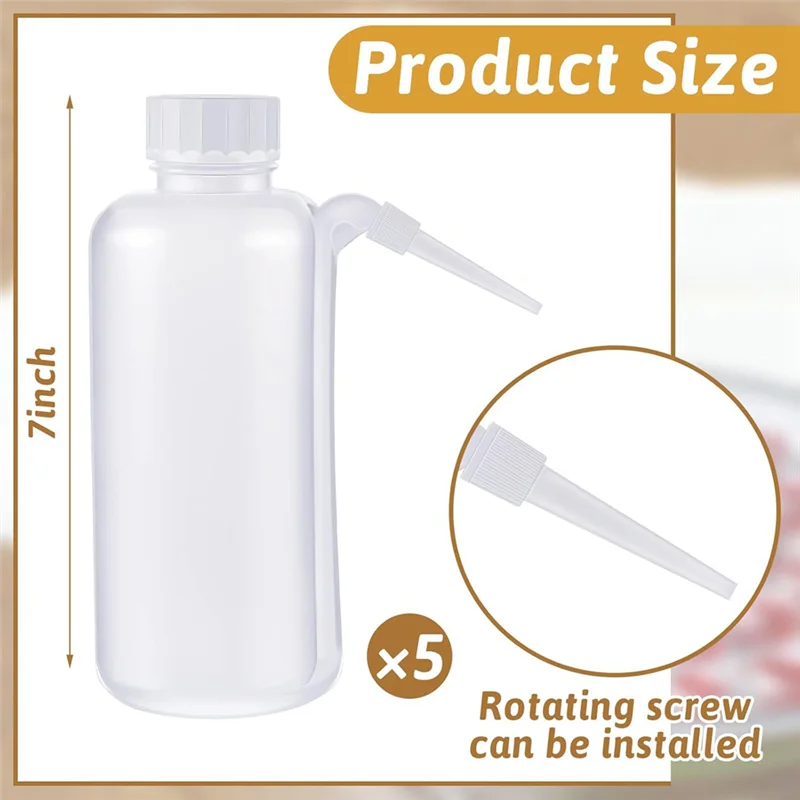 ABRS-5 Pieces Communion Cup Filler No Drip Squeeze Bottle Communion Juice Dispenser With Side Straw Church Bottle 17 Oz