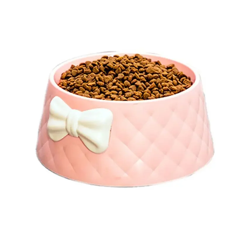 Pet Dog Food Bowls ,Lovely Bowknot Puppy Feeder Dish Bowl,Feeders Bow Cat Bowl For Water Sweet Princess Pet Feeding Bowls