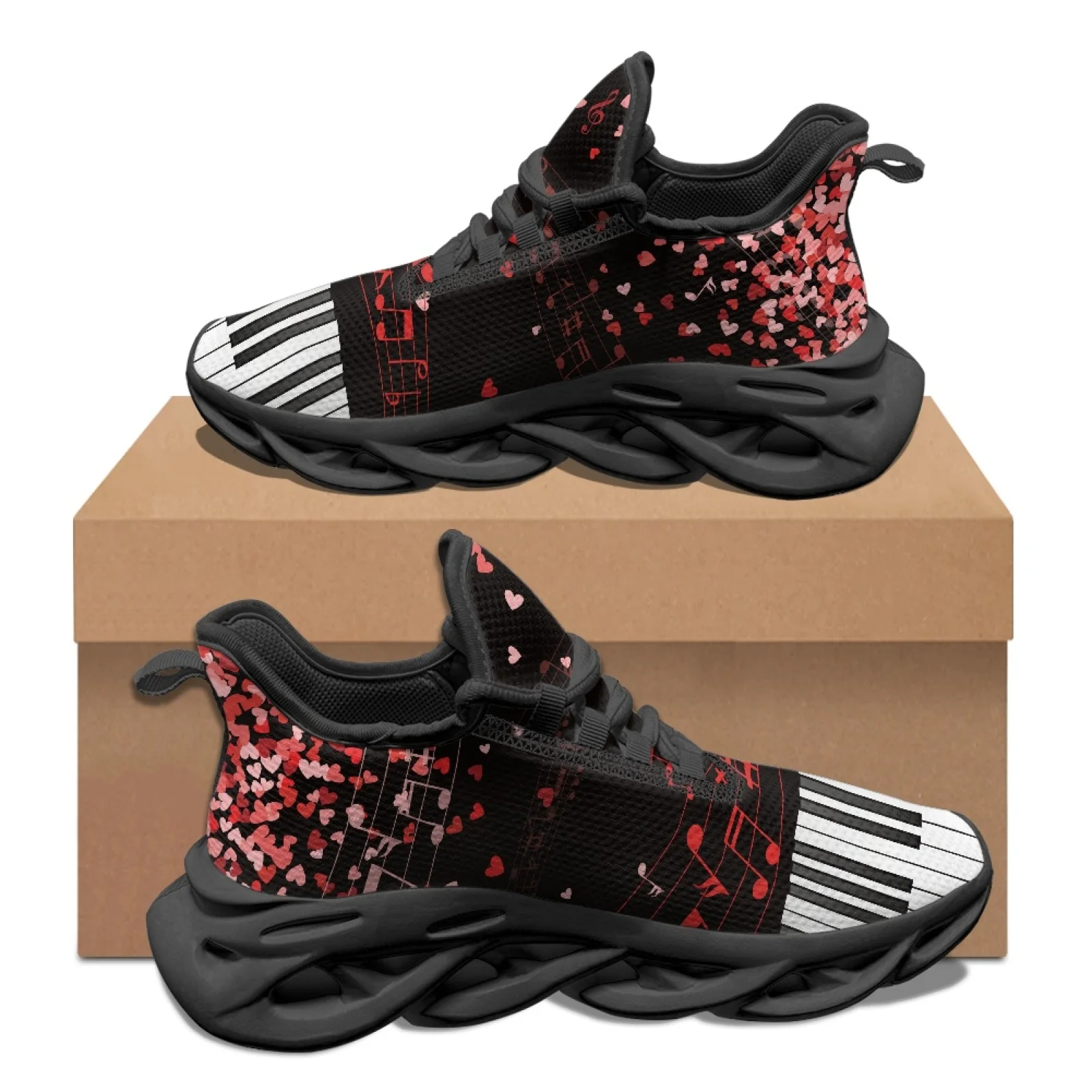 PENSTROLL Heart Piano Music Lace-Up Blade Running Shoes Athletic Trainer for Walking Casual Mens Running Shoes
