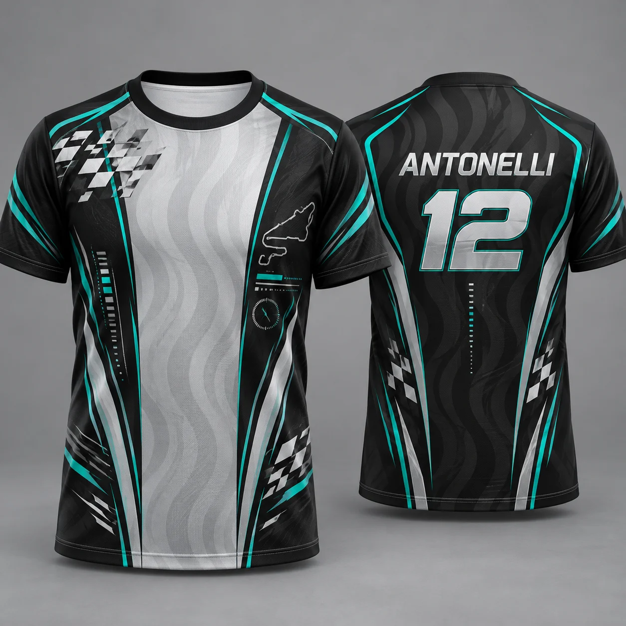 Antonelli 12 Mens Racing T Shirt Summer Short Sleeve Motorsport Jersey Black White Graphic Tee Unisex Streetwear Track Fan Top