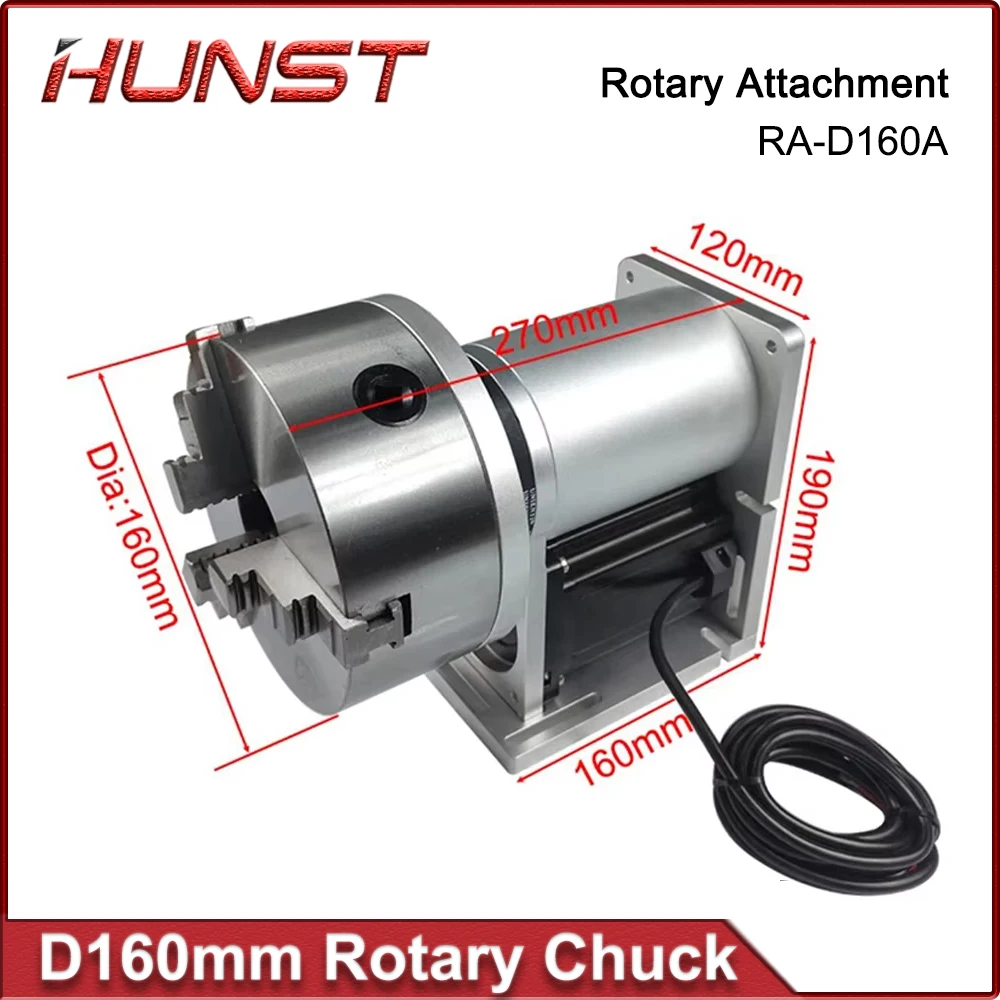 HUNST Rotary Worktable Chuck Diameter 160mm Rotary Attachment With Driver DM5042 for CO2 UV Fiber Laser Marking Machine