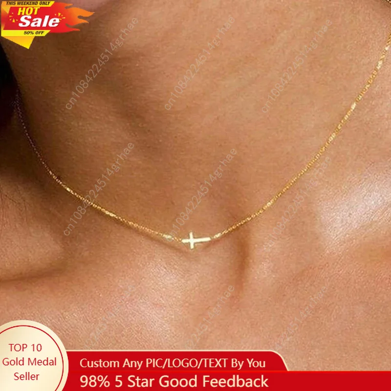 

A Strip of Exquisite Fashion Stainless Steel Cross Necklace Suitable for Women's Clavicle Chain Jewerly Accessory Daily Wear
