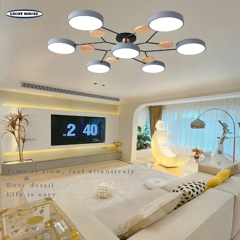 Modern LED living room ceiling light wooden chandelier bedroom dining room ceiling chandelier hotel decorative light aisle light