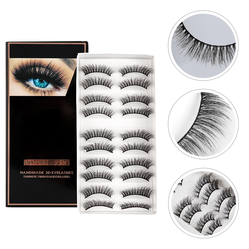 

20pcs Dense False Eyelashes Makeup Kit Makeup Eyelashes Curly Fiber Lashes For Stage Party Natural Thick Fake Lash Set
