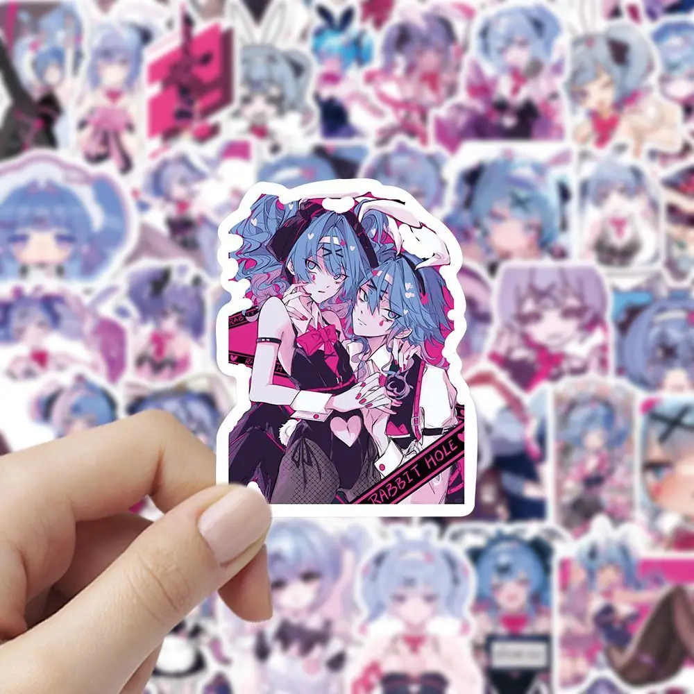 60 pièces Hatsune Miku lapin trou dessin animé haute précision créatif bidimensionnel décoratif téléphone portable ordinateur autocollants