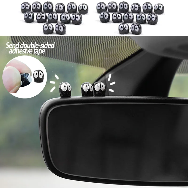 10PCS Cute Black Elf Car Interior Decoration Funny Auto Center Console Rearview Mirror Ornaments For Car Accessories