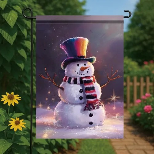 12 x 18 Inch Christmas Snowman Garden Flag with Colorful Hat and Scarf Yard B... YYZ