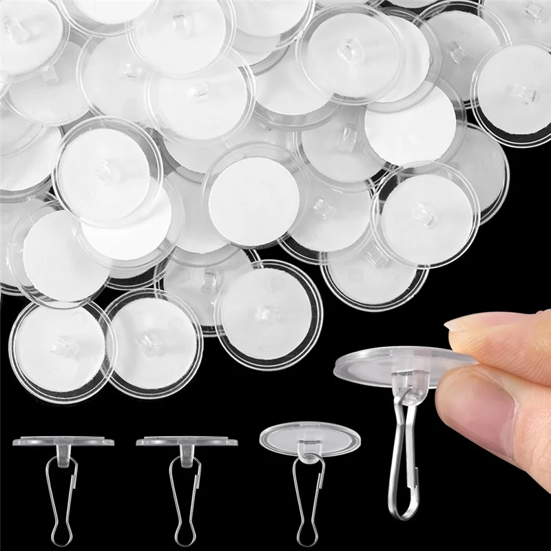 60 Pcs Self Adhesive Ceiling Hooks, Clear Sticky Hooks For Hanging, Removable Sticker Hooks, No Drill Ceiling Hook-Hot