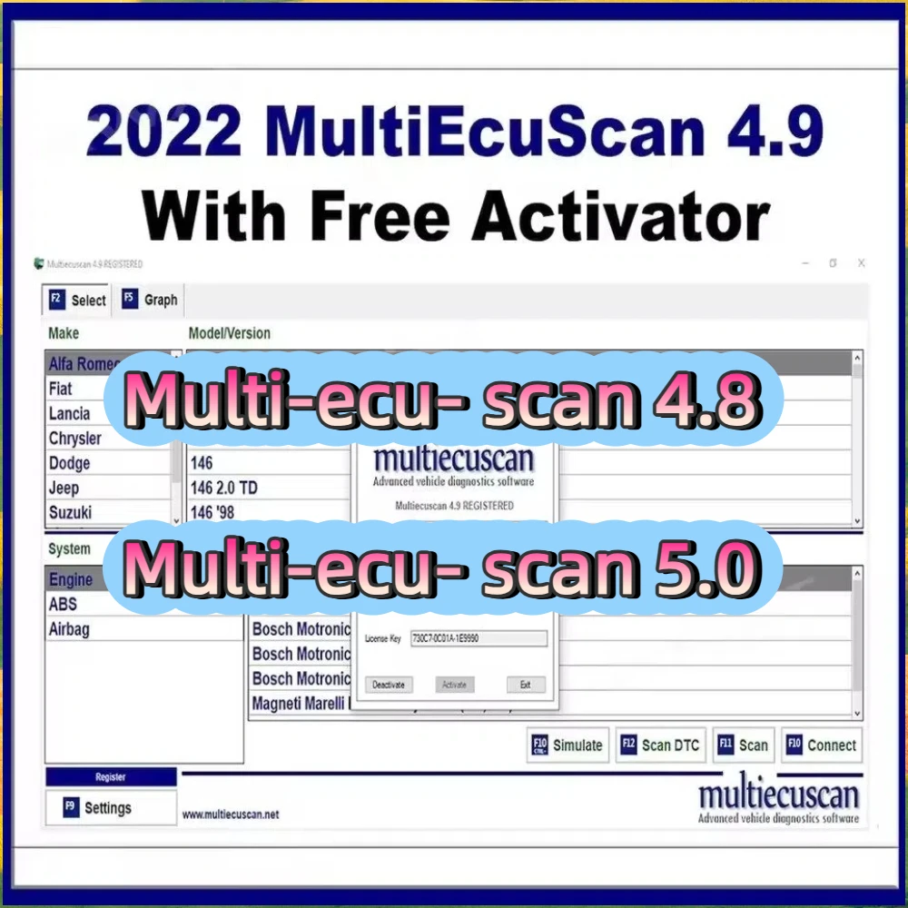 Multiecuscan V4.9 Versión 2025 del software Multi-ECU-Scan 5.0 para Fiat, Multi-ECU-Scan 4.8 para escáneres Fiat/Chrysler/Dodge/