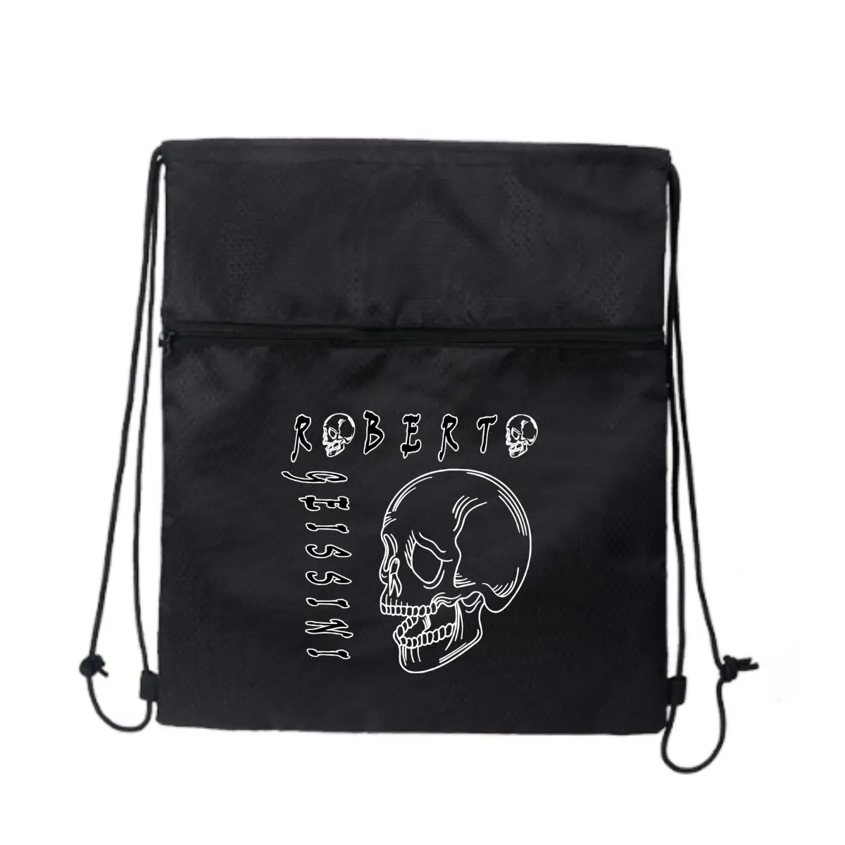 

Robert Glas sSkull Art in White Tone Спорт на открытом воздухе Тренажерный зал Сумка на шнурке Толстая веревка Баскетбол Футбол Большая вместимость