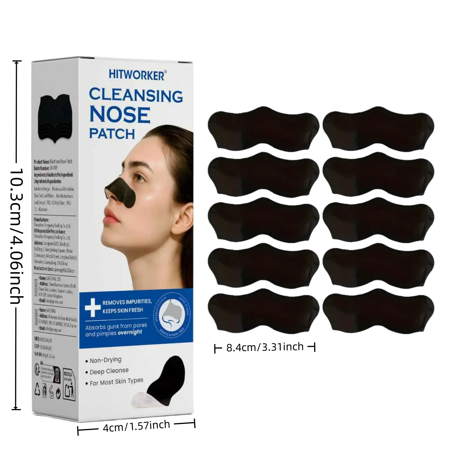 10/20/30-Piece Nose Strips - Alcohol-Free Formula, Suitable for All Skin Tones, Deep Pore Cleansing