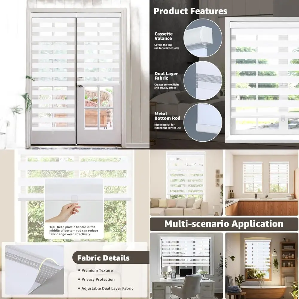 

Аккумуляторные жалюзи «Зебра» 42 Вт x 90 часов, прозрачные шторы с фильтрацией света для окон и французских дверей, простая установка, белые