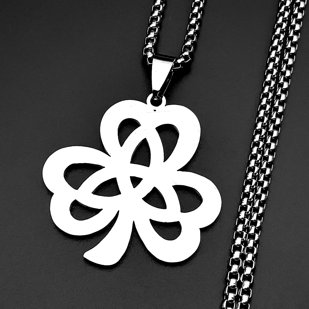 Irischer Glücksklee-Keltischer Knoten Kette für Damen und Herren Edelstahl Goldfarben Dreifaltigkeits-Schamrock Amulett St. Patrick's Day Geschenk Schmuck – Detail 5