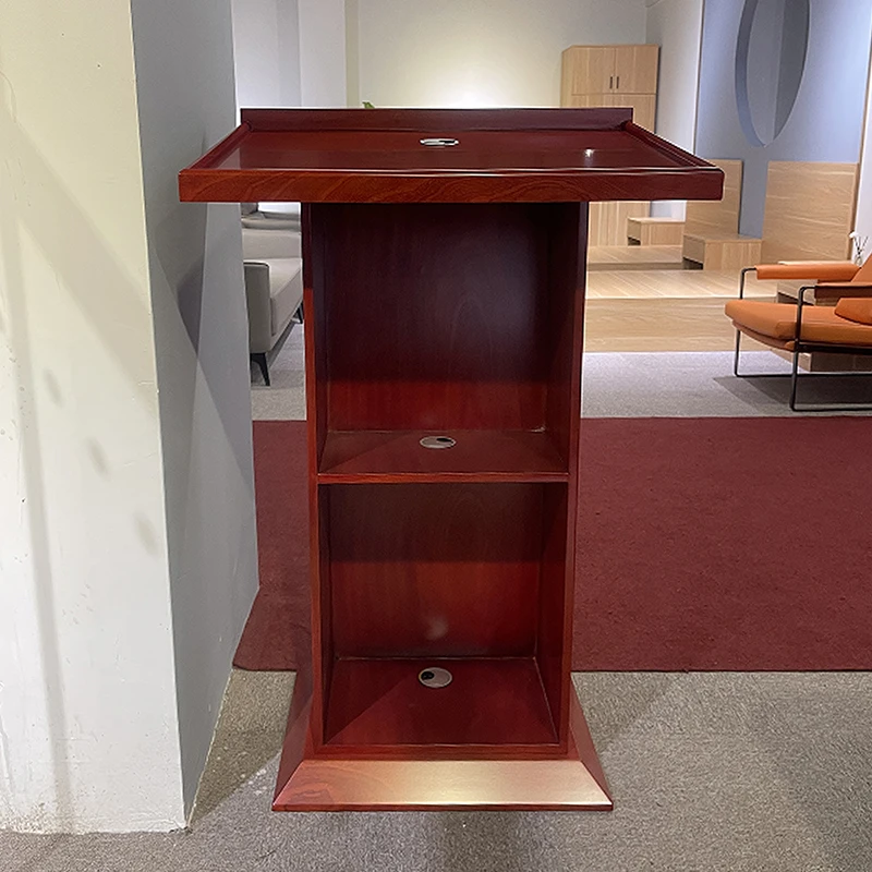 ￥% Walnut Wood Podium with Spacious Drawers and Open Shelves for Storing Documents Microphones and Presentation Tools