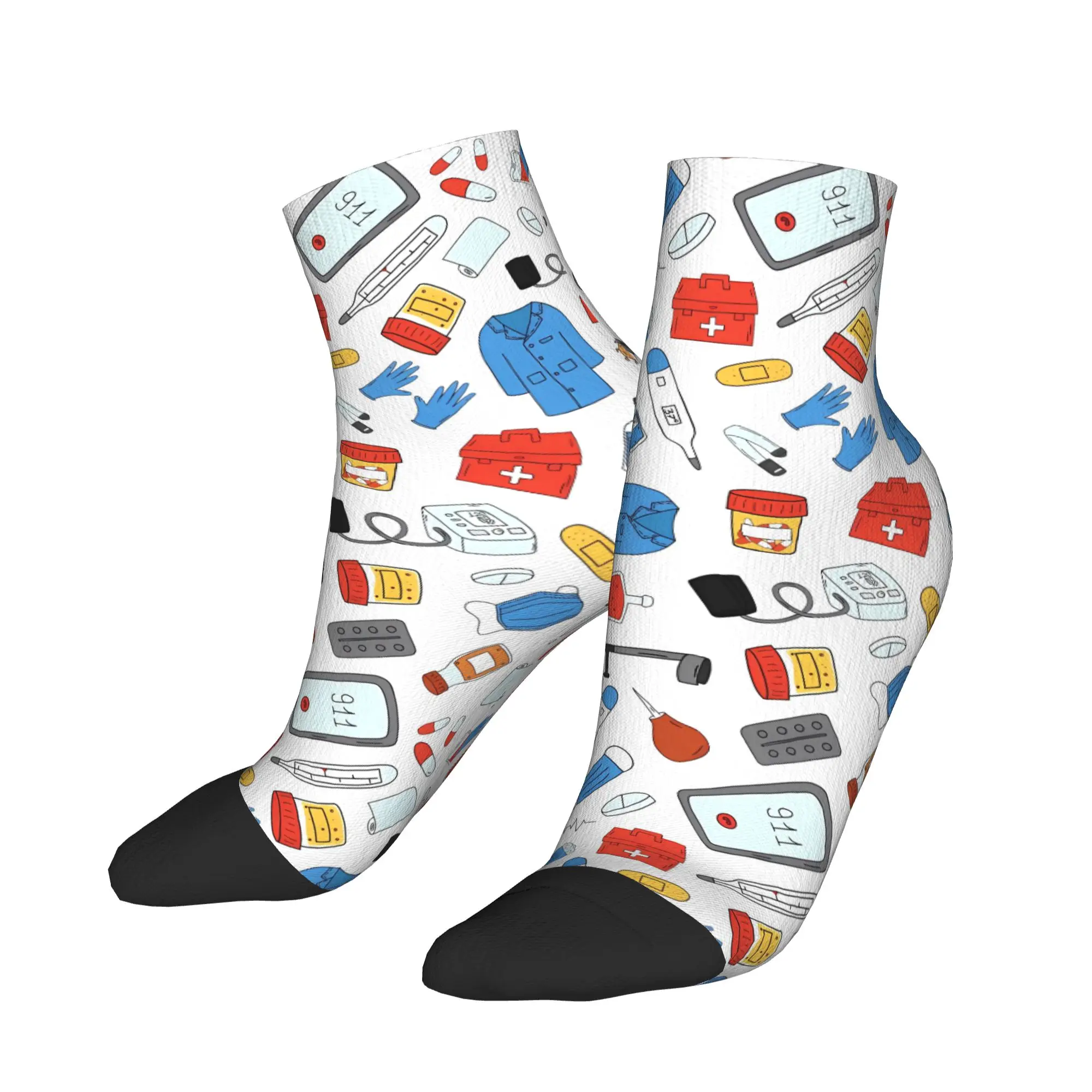 

Cute Nursing Pattern Nurse Ankle Socks Adults Men High Quality Casual Sock Summer Cycling Anti Sweat Printed Socks Gift Idea