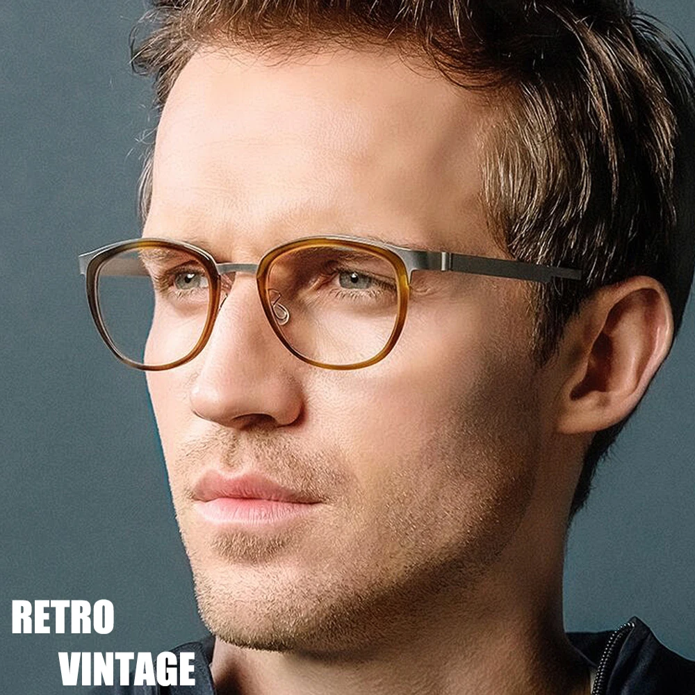 Denmark Screwless Glasses Frame Round Men Women Titanium Eyewear Vintage Classic Ultralight Eyeglasses 9704 Gafas Korean Style