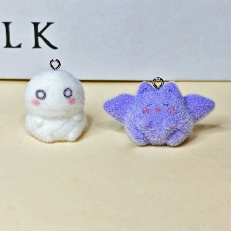 

20pcs 3D Flocking Resin Cute Halloween Bat Cartoon Animal Charms For Keychain Necklace Earrings Making DIY Jewelry Accessories