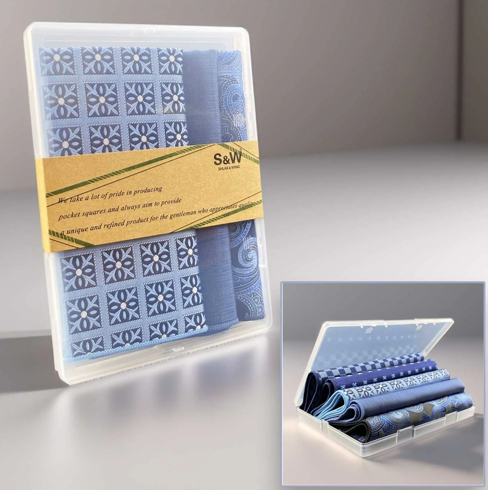 5 Pieces Colorful Assorted Mens Pocket Square Classic Handkerchief Set Gift