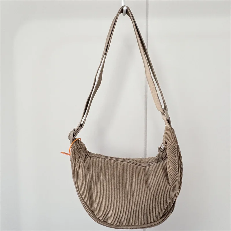 Hana Lau Solid Corduroy Hobo Shoulder Bag 10