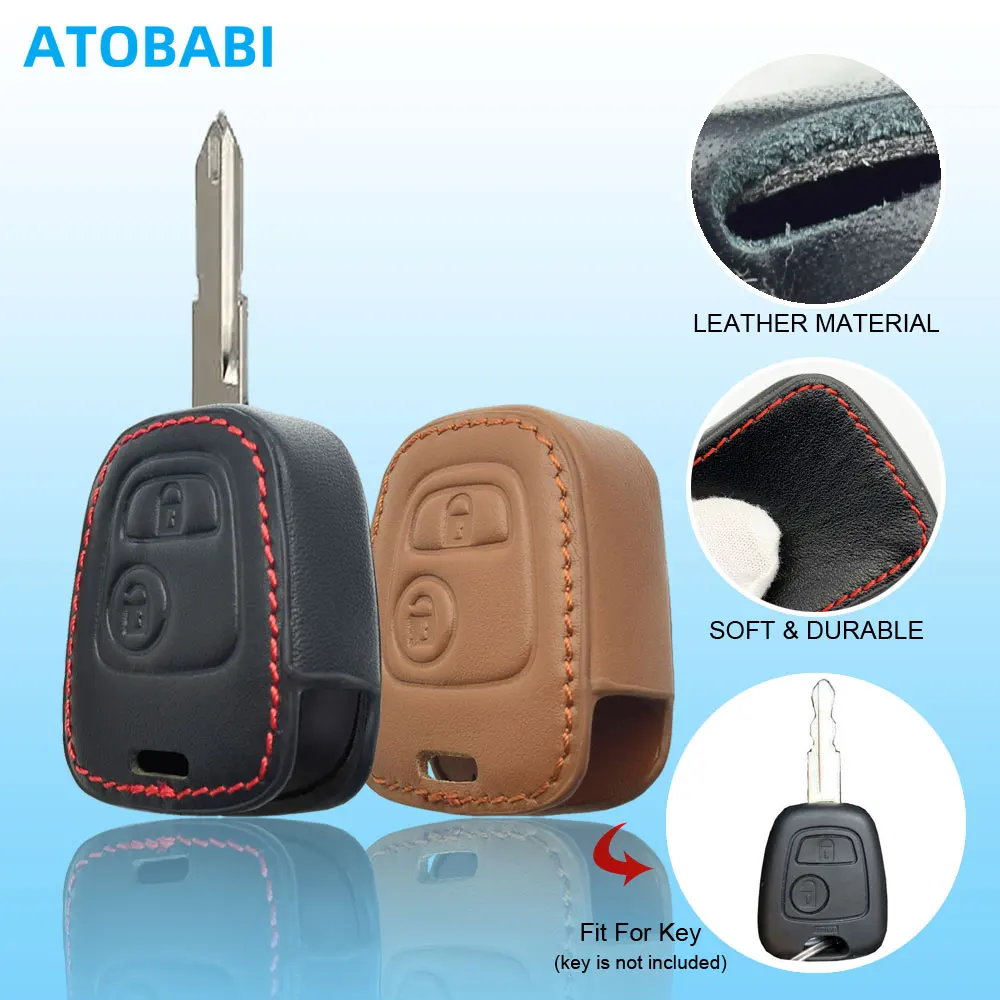 Funda de cuero para llave de coche Peugeot 206 306 405 406 308 408 506 107 207 307 407 607 1007 Citroen, protector de carcasa para mando a distancia