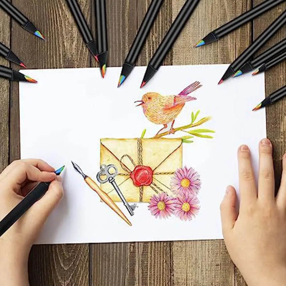 Набор Разноцветных Деревянных радужных карандашей для детей и взрослых, 12 различных цветов