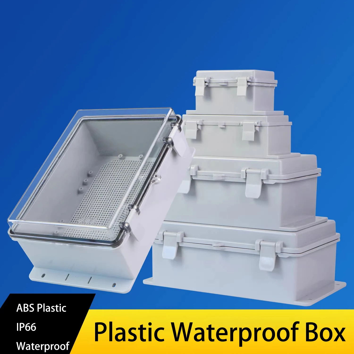 IP66 Waterproof Transparent Cover Enclosure Junction Box ABS Plastic Outdoor Power Distribution Box Electronic Instrument Case