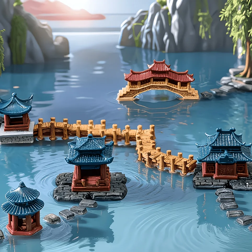 2X Neue Architekturmodelle im chinesischen Stil, geeignet für die Aquariengestaltung, Gebäude im antiken Stil, Gartenmodelle – Detail 5