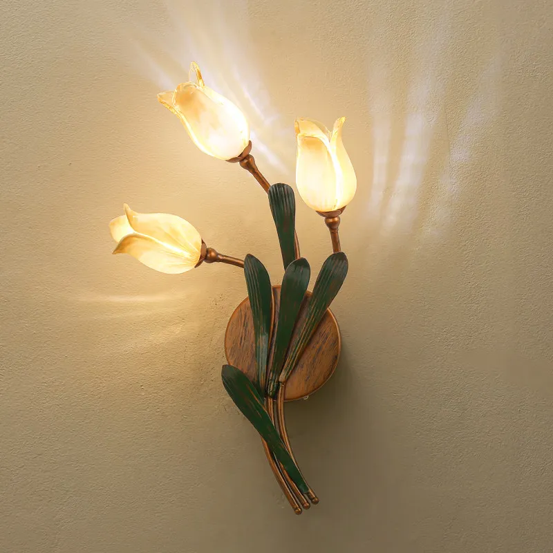 Large Handmade Glass flower wall lamp Cream G4 led sconce for Living Room Dining room Hallway Bar Loft decor wall fixture light