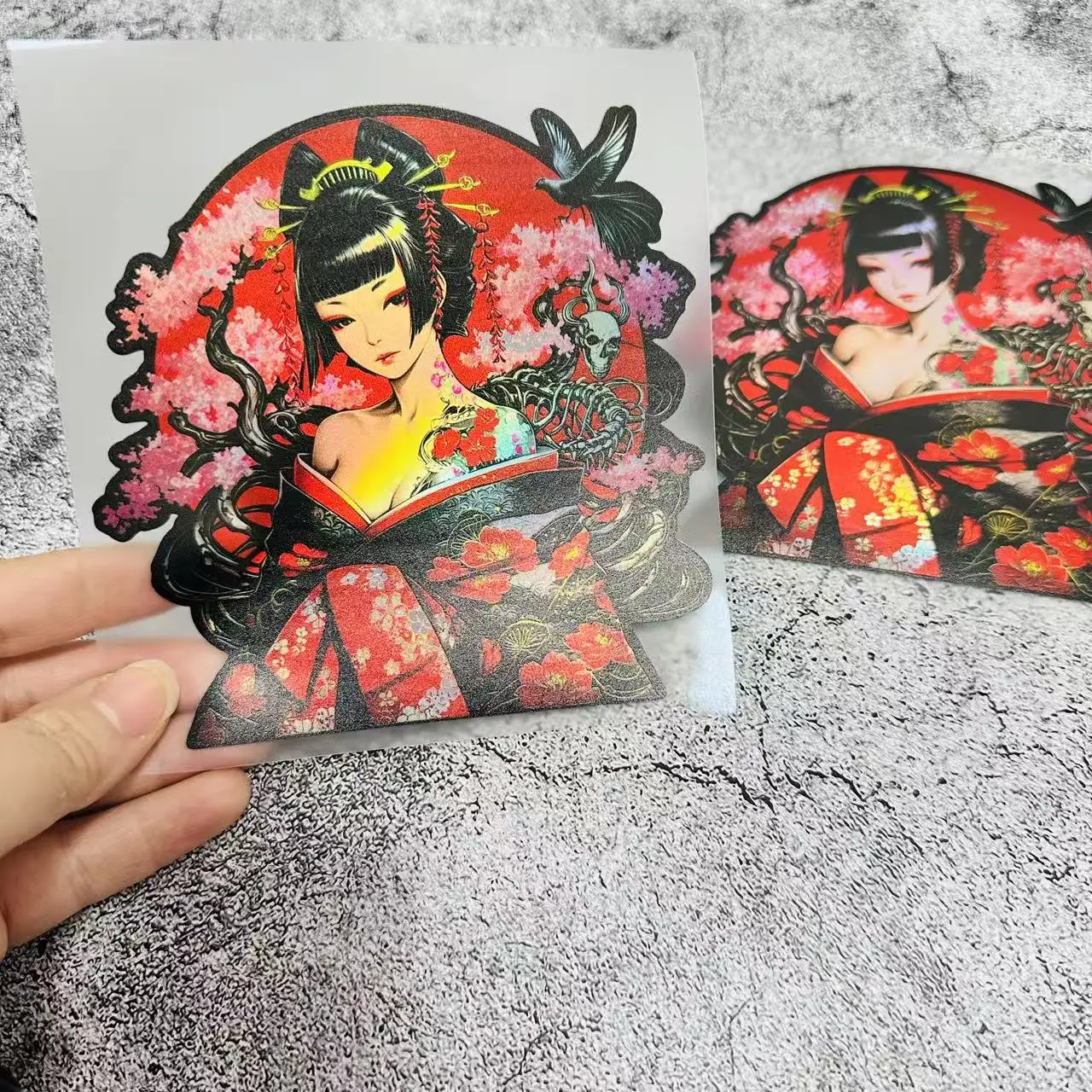 

matte finish, suitable for wood, plastic, glass, metal Geisha Pattern Car Decals | High-quality printing, self-adhesive