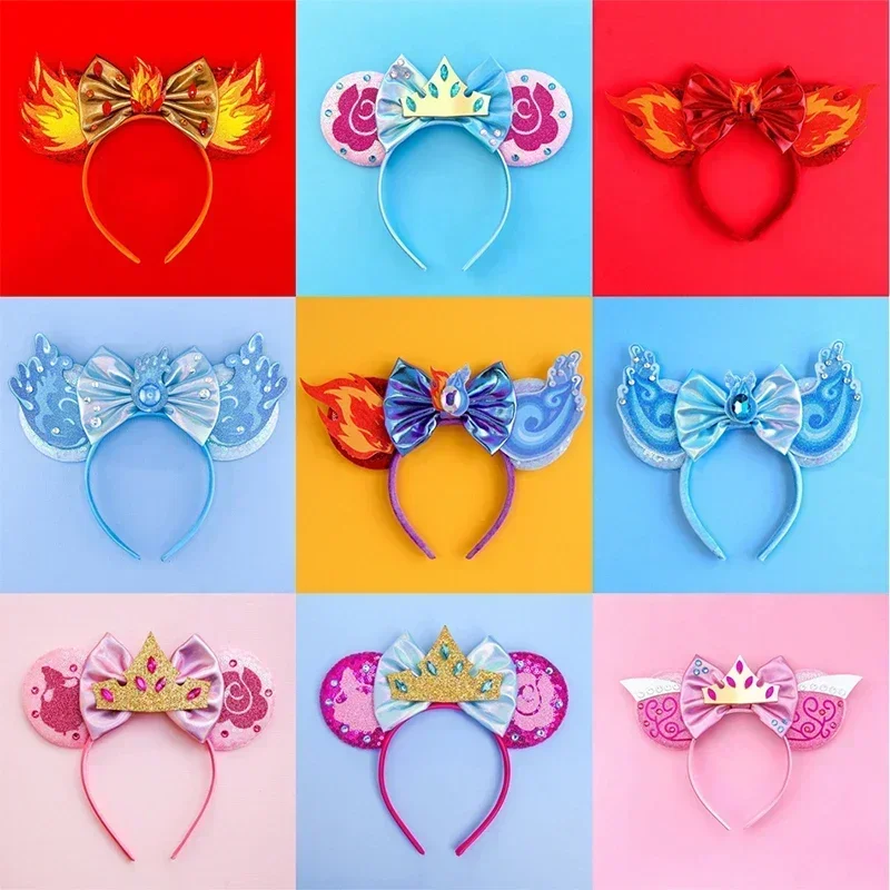 Disney Beauty and the Beast Hair Accessories For Women Enchanted Rose Ears Headbands Girls Cosplay Crown Bow Belle Hairband Kids