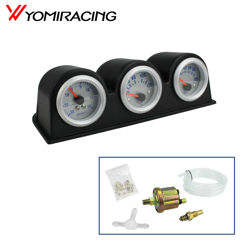 2'' 52MM Triple gauge kit Turbo boost Water Temperature Oil Pressure Gauge Car meter