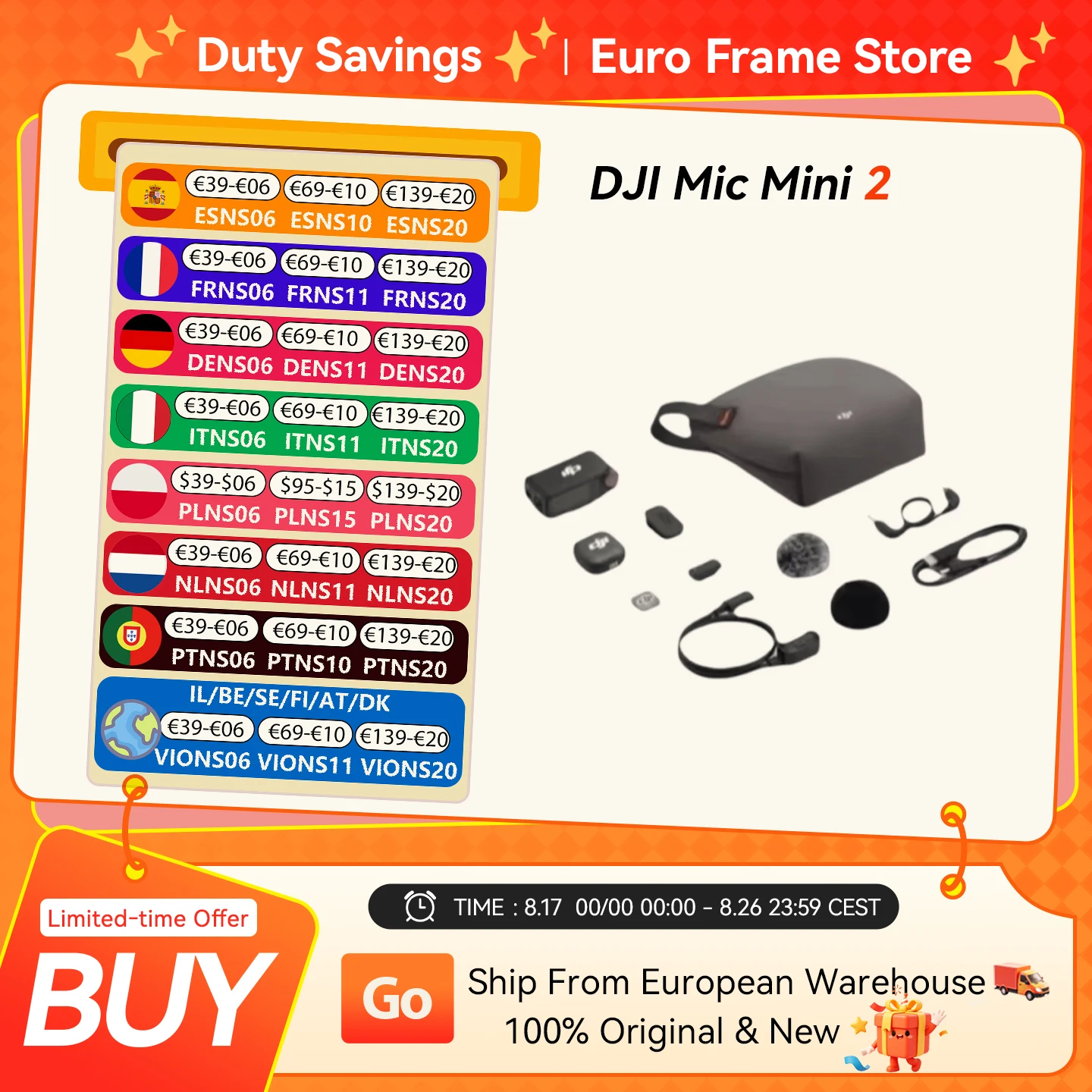EU-Versand DJI Mic Mini 2 Kabelloses Mikrofon für iPhone 17/16/15 und Android/Smartphone/Tablet/PC, ultraleicht, 11,5 Stunden Akkulaufzeit, schnelles Laden, Geräuschunterdrückung für Vlogs