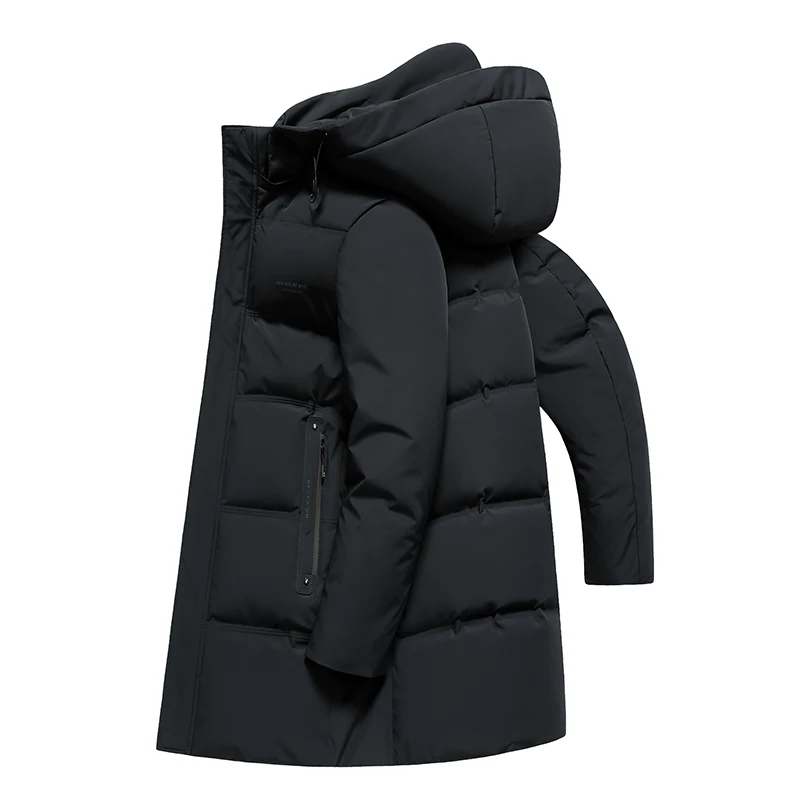 8XL Winter Men's Down Jacket Long Knee-length Thickened Warm Puffer Parka 90% White Duck Down Hooded Business Casual Coat