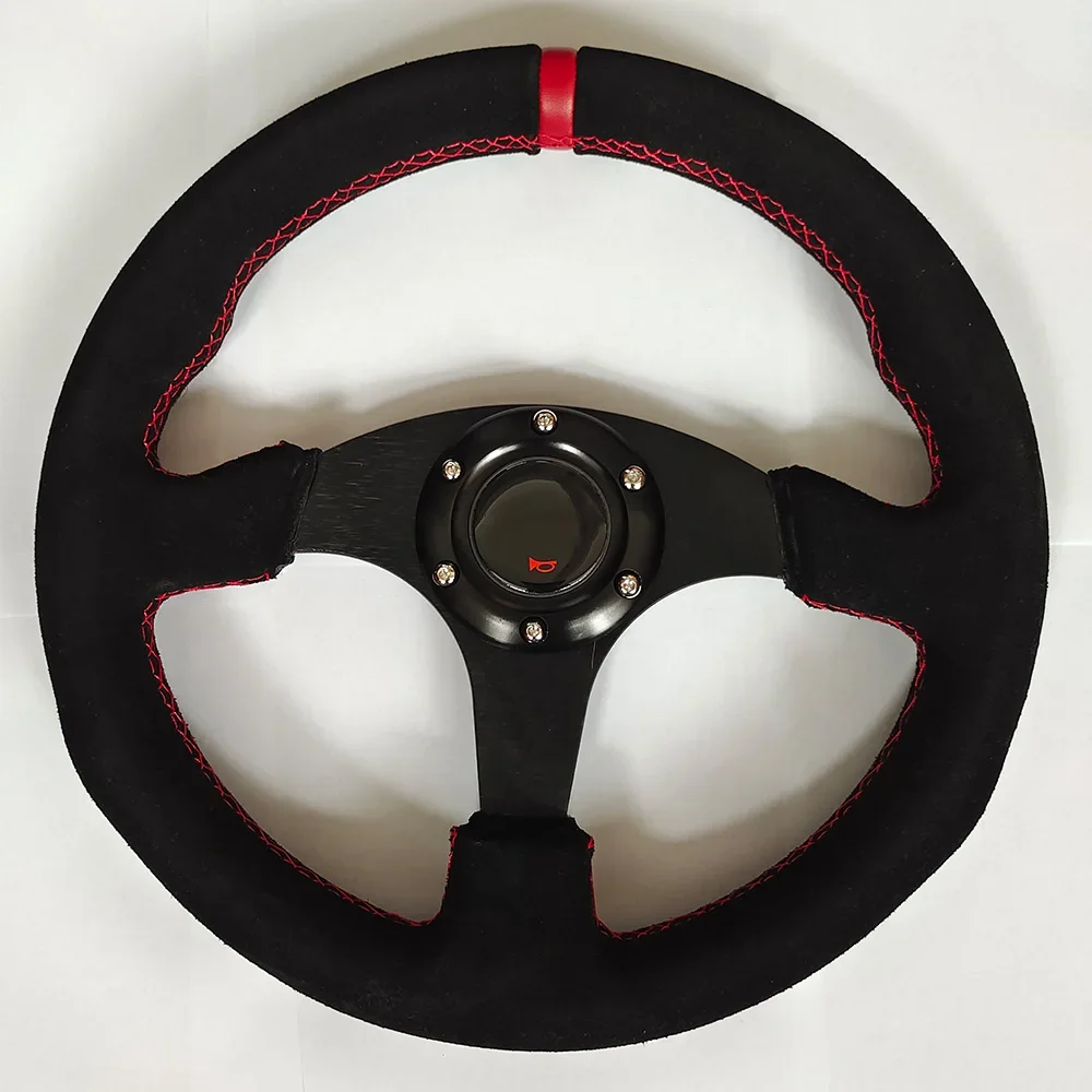 330mm/13 inch flat steering wheel aluminum+PVC drift simulation racing game universal steering wheel with O * P logo - view 3