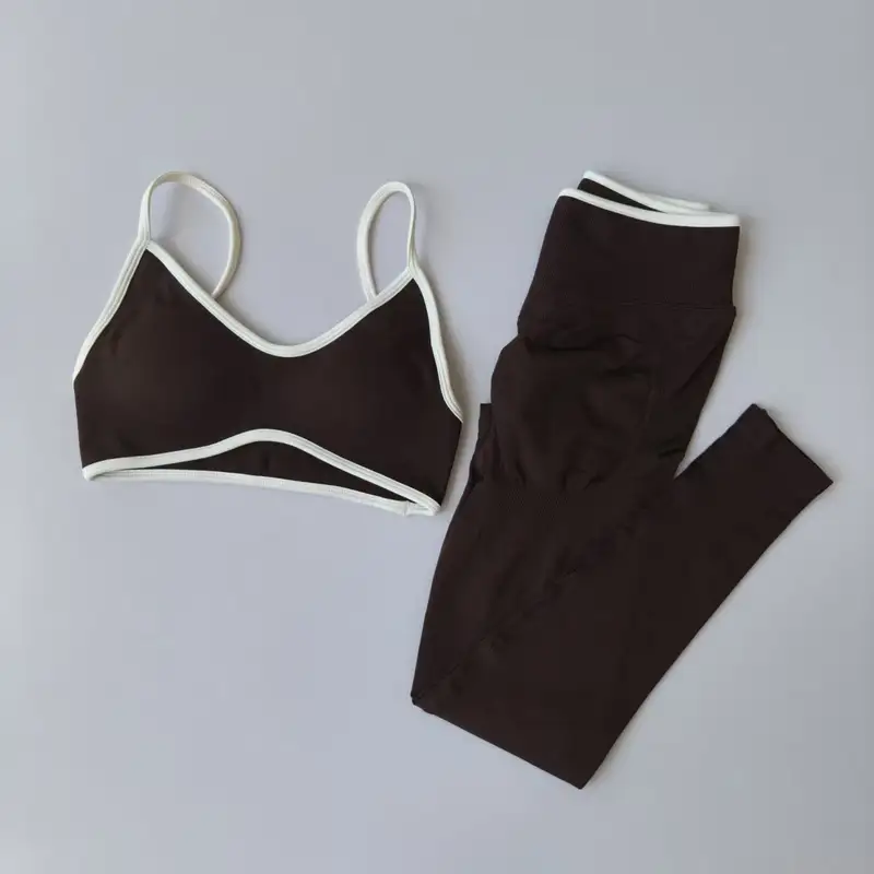 Seamless 2PCS Legging Sets Women's Strappy Sports Bras and Leggings High Waist Fitness Sculpt Leggings Running Pants Gym Suits - Image 8