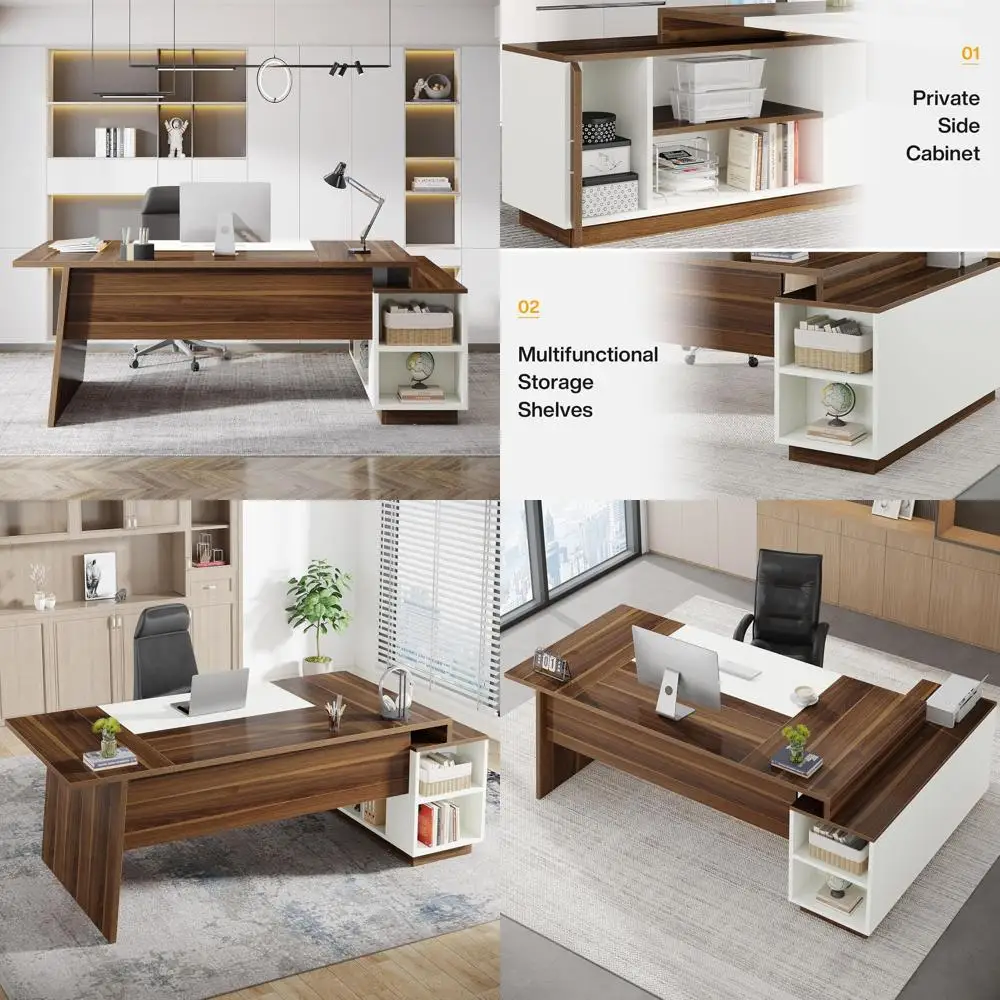 Modern LShaped Office Desk with Storage