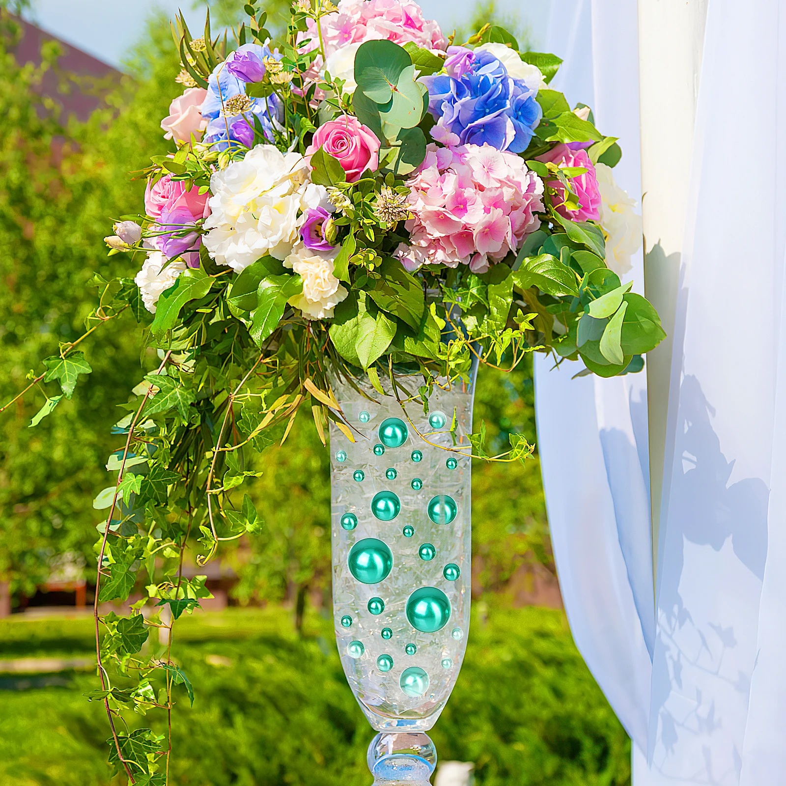 

125Pcs Vase Filler Pearls Floating Fake Pearls ABS Faux Pearl Beads for Vase Flower Arrangement Wedding Decor