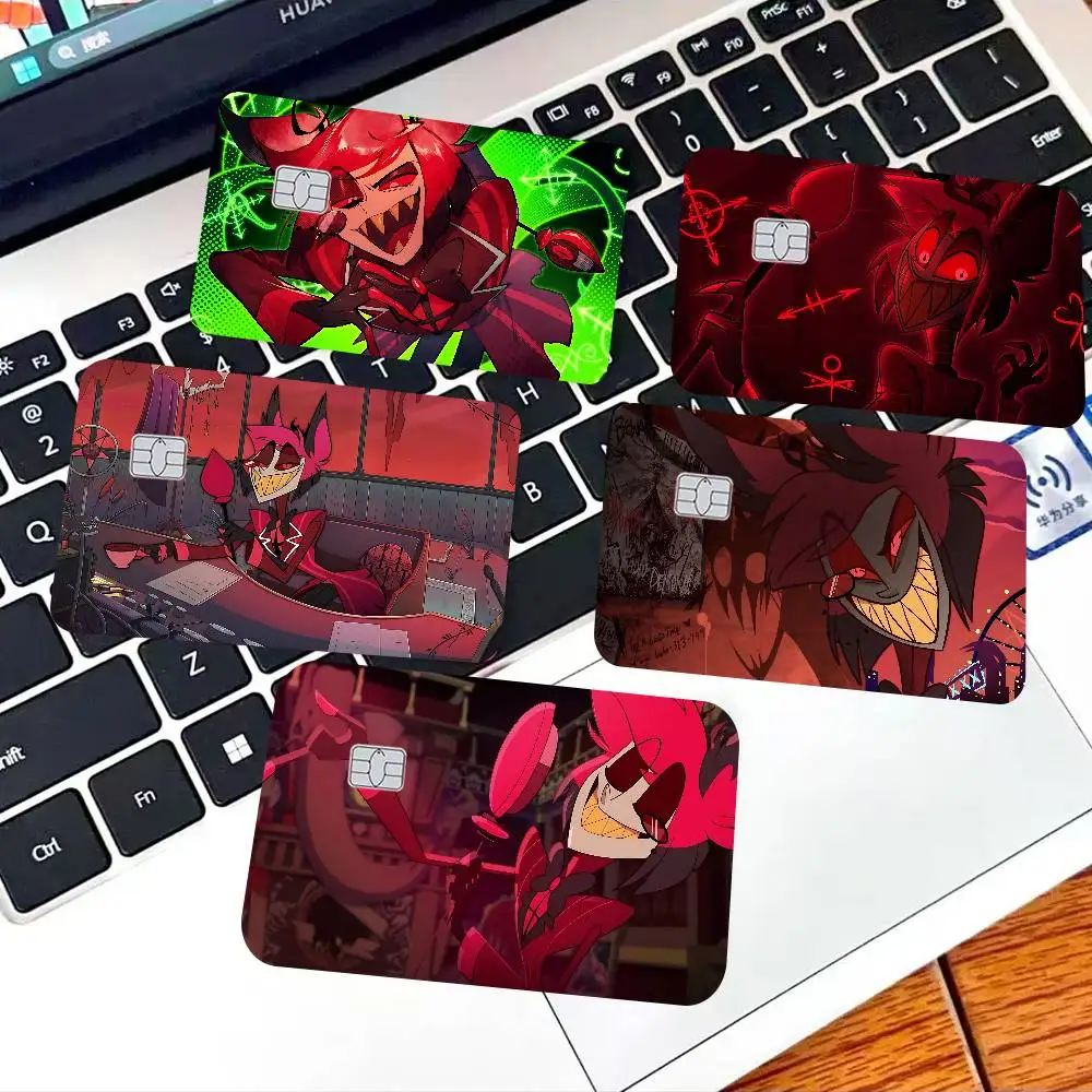 Beliebter A-Alastor H-Hazbin H-Hotel Spiel-Anime-Aufkleber, Folienhülle für Kleine und Große Chip- und Chiplose Debit- und Kreditkarten, Vorderseite